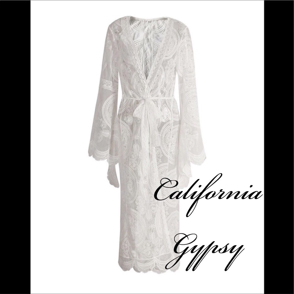 Boho Lace Kimono Duster Coverup - Picture 13 of 16